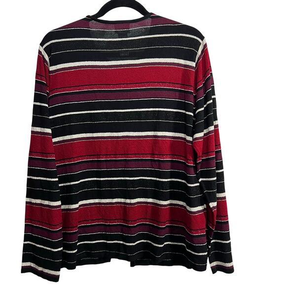 Koret Womens XL Red Black White Striped Long Sleeve 2 In 1 Sweater Tank Cardigan - Picture 4 of 6